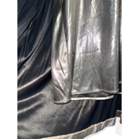 Metallic Silver 2-Piece Set Open Front Duster Jacket & Short Sleeve Top Womens S - Picture 6 of 12